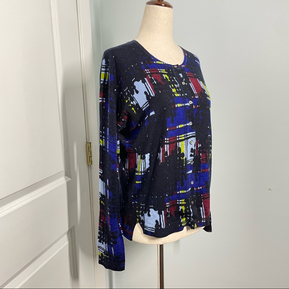 Stefan Green Abstract Print Cashmere Blend Cardigan size 2 - Picture 7 of 11